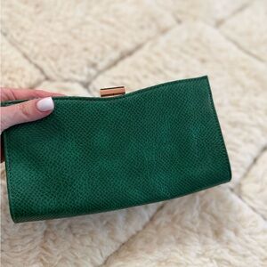 Green Textured Clutch Wallet - Women's Evening Bag